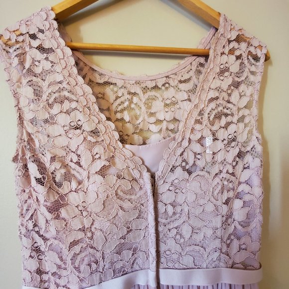 David's Bridal, Maxi Dress: Dusty Rose, lace and sheer  HEMMED - Picture 3 of 8